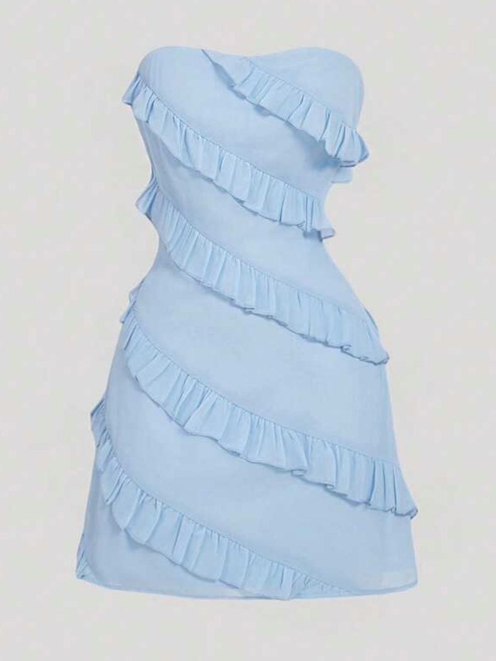 Blue ruffle strapless dress